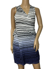 Envi Stretch Knit Sleeveless Striped Print Belted Wrap Dress Size XS