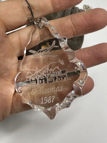Airplane Crystal Christmas Ornament 1987 Annual Plane Vintage Etched - Picture 2 of 11