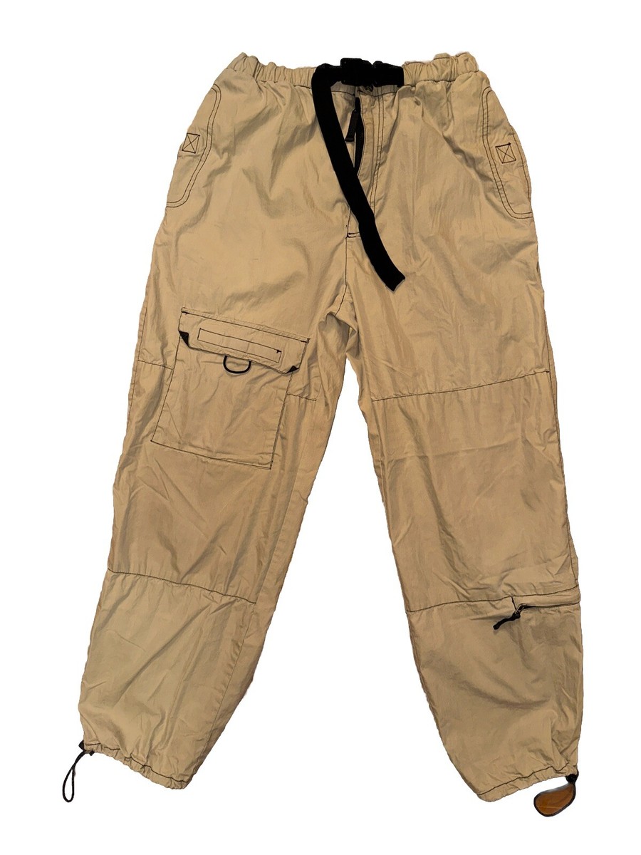 Vtg American Eagle Sz M Parachute Cargo Pants Pockets Zip Buckle Drawstring  Hem