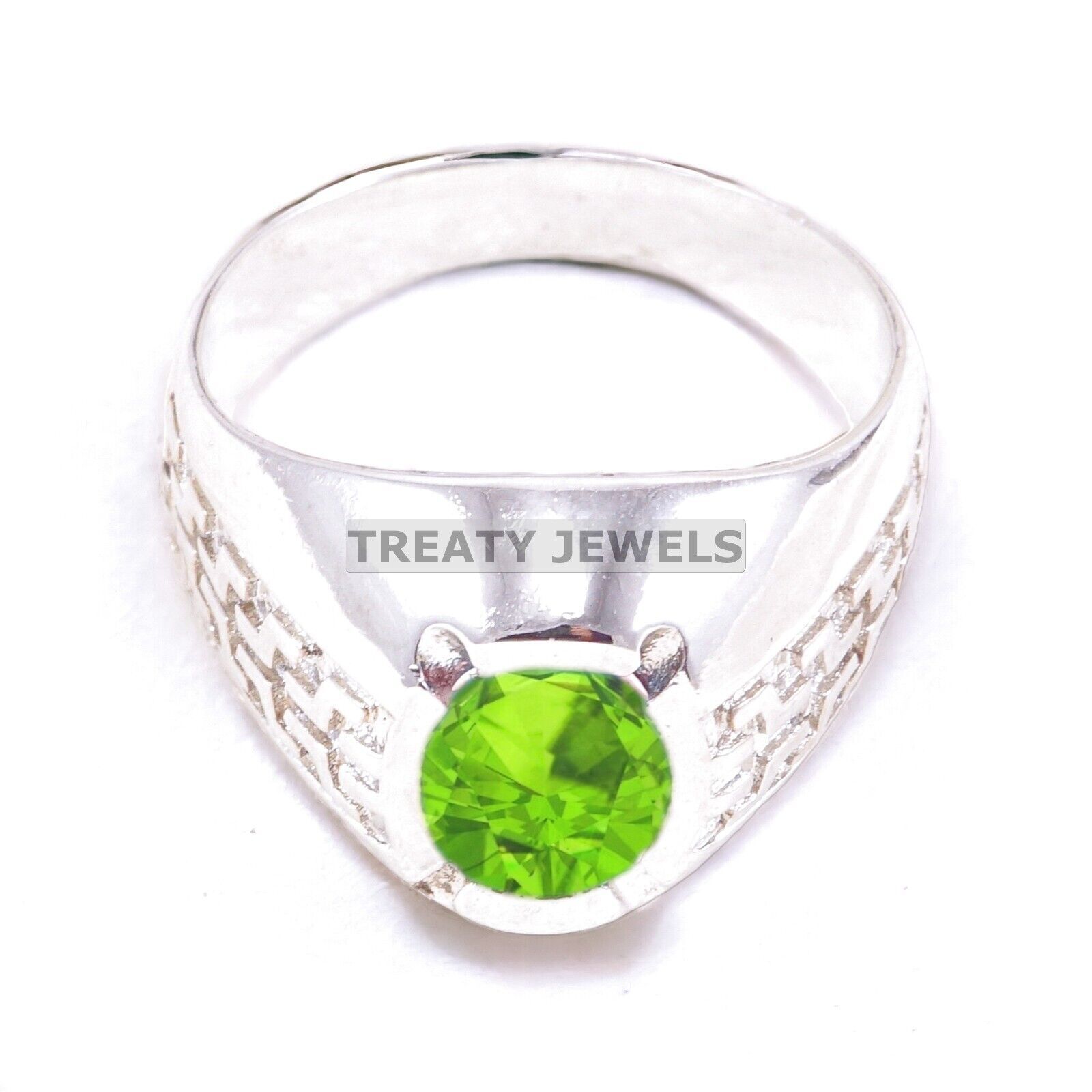 Peridot Oval Cut Gemstone With 925 Sterling Silver Ring For Men's #A457 *