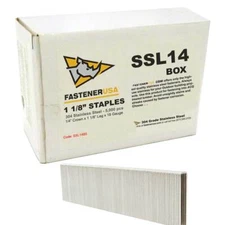1-1/8" LEG x 1/4" CROWN 18GA 304SS L14 STAPLES 5,000ct | SSL14B5