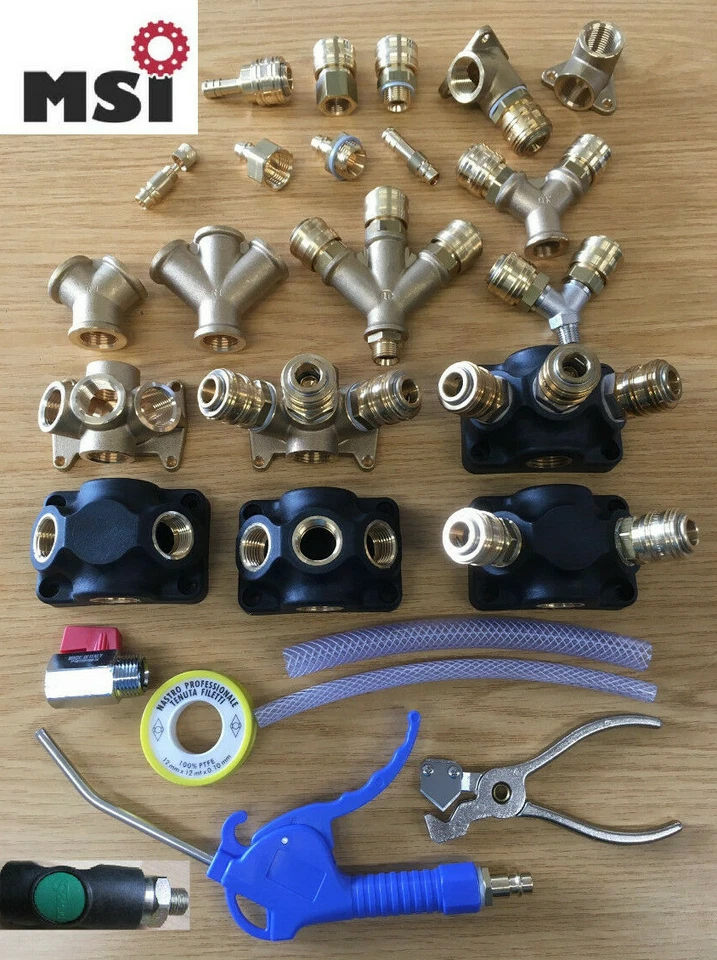 MSI Druckluftkupplung Schnellkupplung Verteiler Stecknippel Tülle Wanddose Nippel