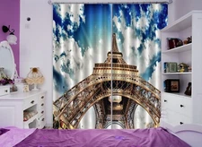 3D Eiffel Tower Cloud ZHUA2641 Photo Curtain Window Blockout Fabric Amy 2023