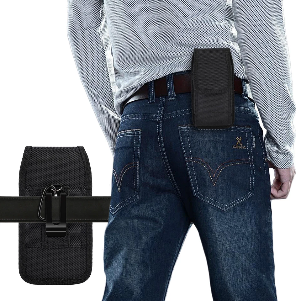 Coldre vertical bolsa clipe cinto estojo de couro manga para celulares Plus - Imagem 2 de 4