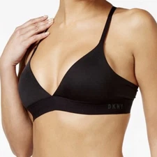 DKNY Classic Cotton Convertible J Hook Black Bralette Bra NEW Womens Sz S M
