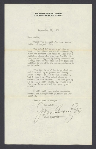JOAN CRAWFORD signed 1955 TLS letter ACTRESS