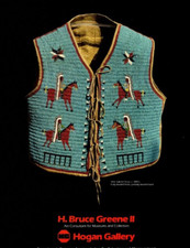 1984 AMERICAN INDIAN LAKOTA VEST EXHIBIT PRINT AD,SIOUX,  HOGAN GALLERY PRINT AD