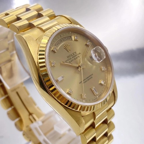Montre homme Rolex President Day-Date 18238 36 mm or jaune 18K cadran diamant - Photo 7 sur 9