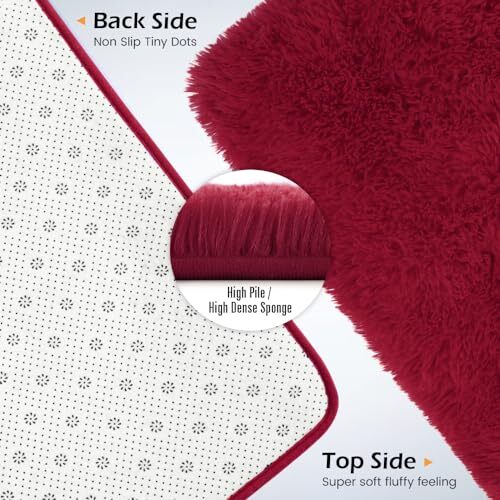 FinRèc 6x9 Feet Red Rug For Living Room Bedroom, Fluffy Shag Area Rug, Non-Slip Plush Fuzzy Rugs For Nursery Kids Room Dorm Room Home Decor, Indoor Furry Floor Carpet - View #8