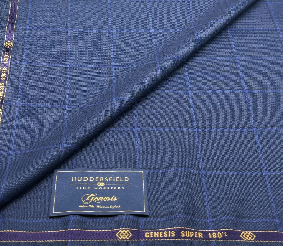 Blue Check Wool Fabric Super 180s Suiting Thobe Fabric dishdasha 3.50m x 1.50m - Image 4 of 4
