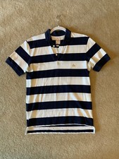 Brooks Brothers Slim Fit Performance Polo Sz M White and Blue Stripes Excellent