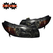 For 06-11 Honda Civic 2dr FA Coupe JD Style Smoked Headlights w/Amber Reflector