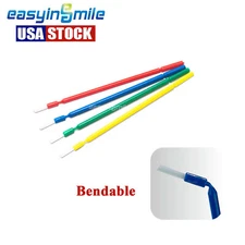 100Pcs Dental Micro Brush Applicator Tips Bendable Disposable 10CM Mixed Color