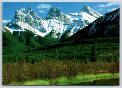 3 Sisters Mountain Peaks Canmore Alberta CA Postcard UNP 6x4