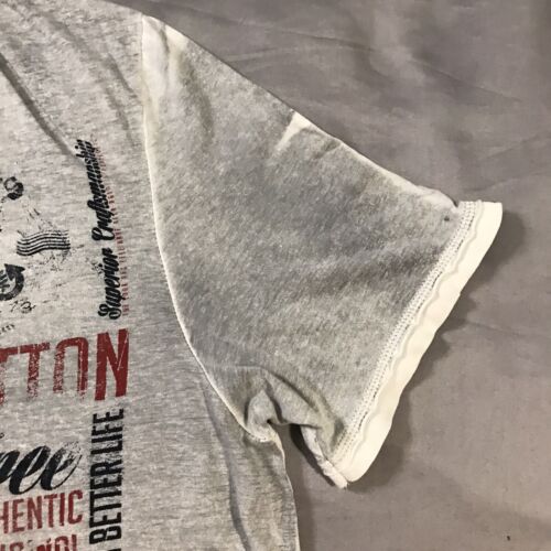 Camicia uomo Buffalo David Bitton extra large grigia stampa grafica scollo V - Foto 3 di 10