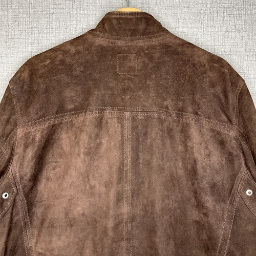 Hugo Boss Goat Leather Jacket Men's 44R L Brown Suede Full Zip Lined - Picture 8 of 12