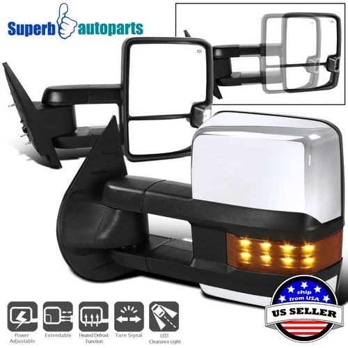 Fits 2007-2013 Silverado Sierra LED Signal Towing Extend Power Heated Mirrors
