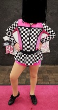 A Wish Come True Girls XLC Dance Outfit Pink Black White Checkered Sequin