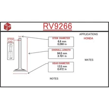 ITM Engine Components RV9266 Engine Intake Valve
