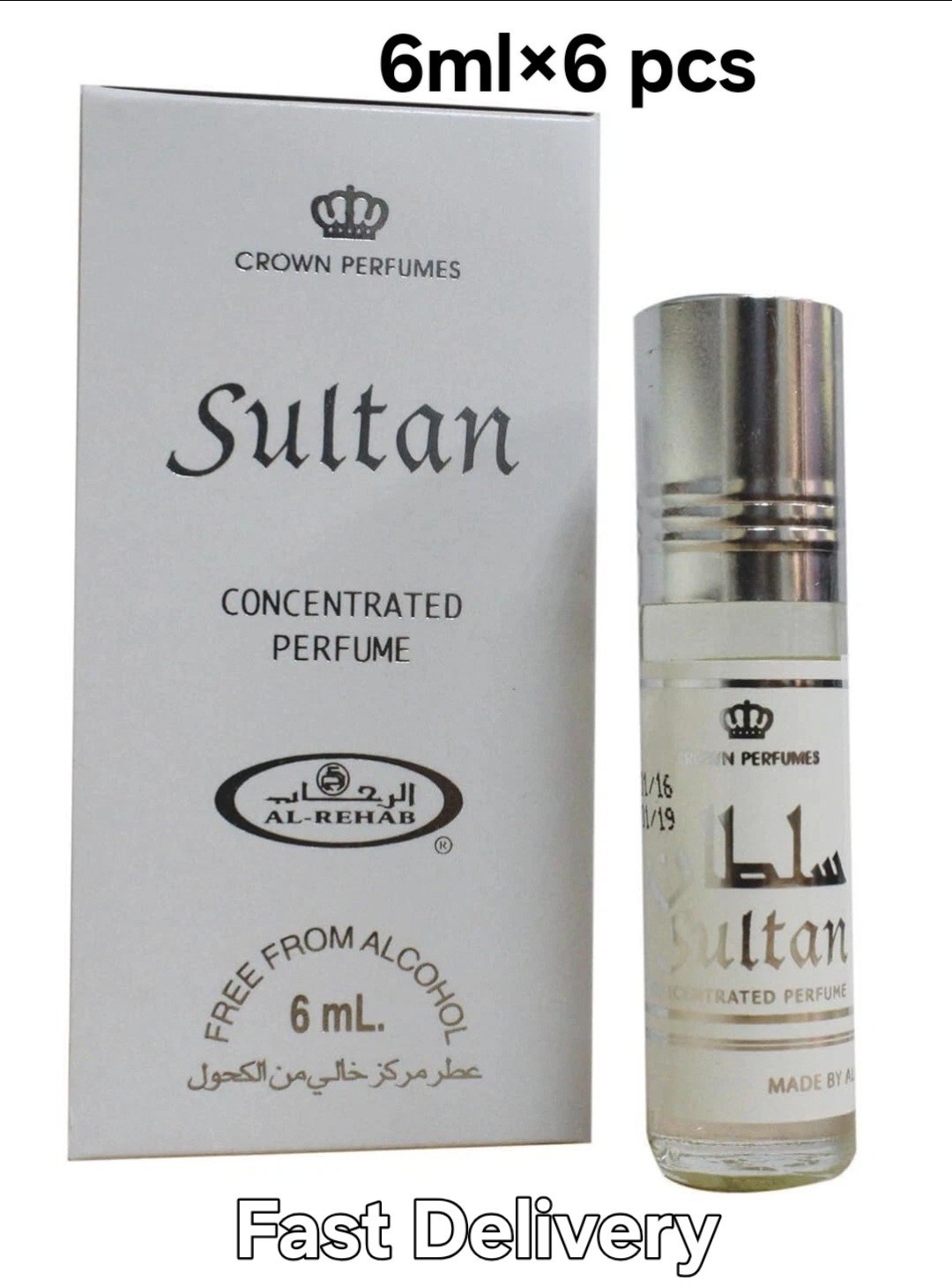 Sultan By Al Rehab 6mlx6 Aromatic Fresh Spicy Musky Scented Oil Unisex Popular