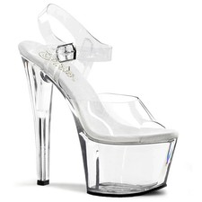 Pleaser Clear High Heel Platform Ankle Strap Sandal Women's US Size 9 Sky 308