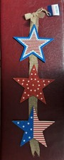 Red White  Blue Patriotic 4th of July Wood Stars Door Wall Hanger Multi Pattern