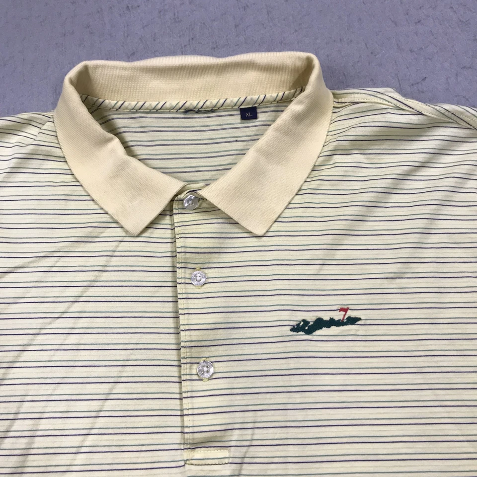 Fishers Island Golf Polo Shirt Mens XL Yellow Cotton Blend Striped Top 100 RARE - Image 2 of 4