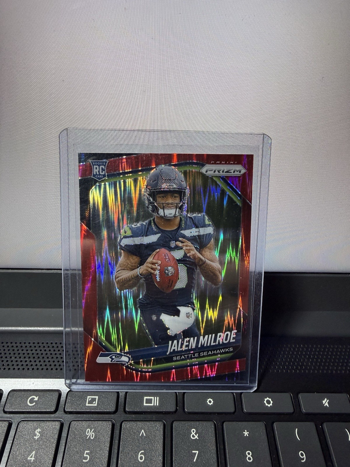 2025 Panini Prizm #317 Jalen Milroe Rookie Red Flash SSP Seattle Seahawks