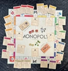 VINTAGE MONOPOLY GAME 1936 PARKER BROTHERS WITH MONOPOLY BOARD & WOODEN PIECES