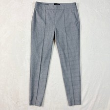 Talbots Pants Women Sz 4 Grey Glen Plaid High-Waist Skinny Ankle Side Zip
