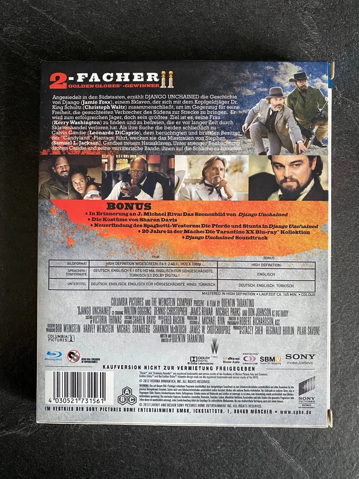 DJANGO UNCHAINED - Digipack mit Soundtrack - Tarantino, Waltz, DiCaprio - Bild 2 von 4