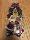 Vintage Christmas Santa & Mrs Claus Stained Sun Catcher Hanging Decor Mistletoe
