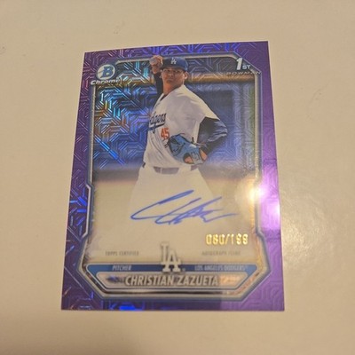 Christian Zazueta 2026 Bowman Chrome Mojo Purple Refractor 1ST Bowman Auto /199.