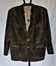 GIACCA VINTAGE CORNO ALPINO COSTUMI OKTOBERFEST DIRNDL TYROL PELLE UOMO US 44 EU54