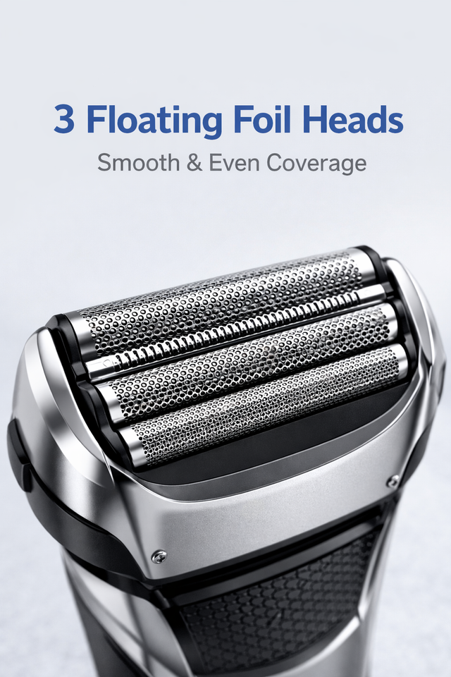 Cordless Electric Shaver for Men 3 Head IPX6 Waterproof USB-C Wet Dry ...