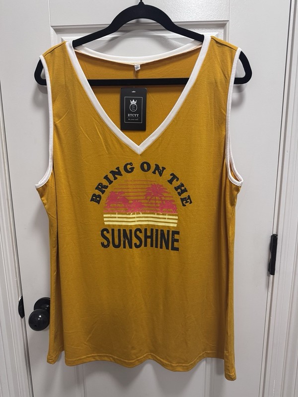 NWT ETCYY “Bring On The Sunshine” Sleeveless Tank Size 2X / So Cute
