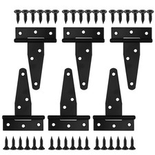 6 Pack 3 Inch T Strap Hinges, Shed Door Gate Hinges Heavy Duty Black Outdoor New