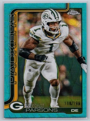 2025 Topps Chrome #77 Micah Parsons Aqua Wave Refractor #/199