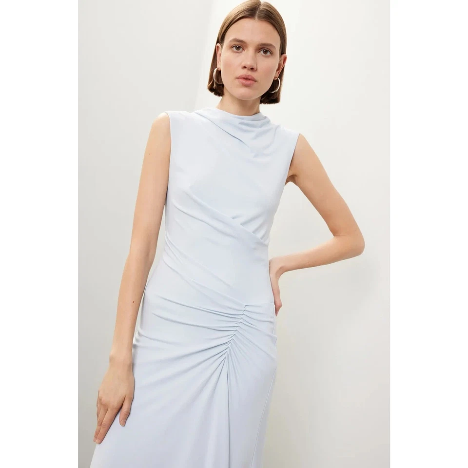 Vestido Simkhai Acacia Azul Haze Jersey Maxi Cintura Reunida Sin Mangas Talla L Foto 2 de 4