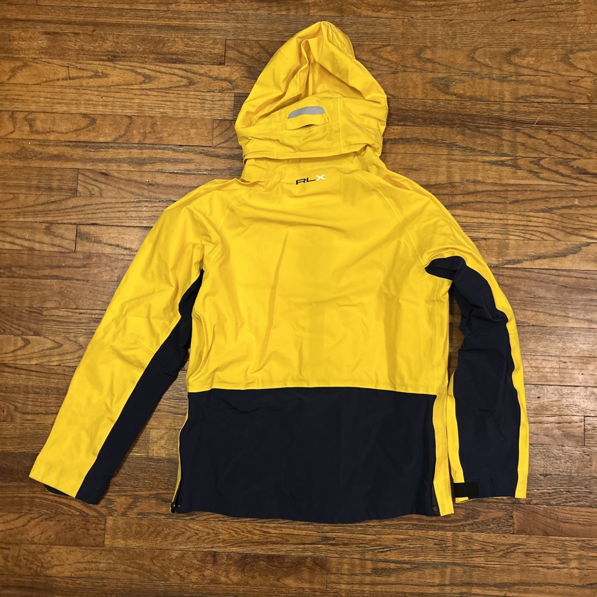 RLX Polo Ralph Lauren Yellow Hooded Rain Tech Jacket Mens Size