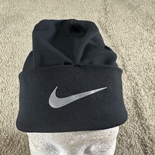 Nike Hat Beanie Mens One Size Black Dri-FIT Peak Logo Running Winter Sports