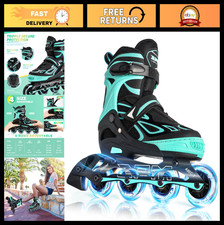 Adjustable Flashing Inline Skates for Kids  Adults - Light Up Wheels, Fun Desig