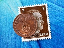 X-RARE 1938-A NAZI 🔥SWASTIKA Coin & Hitler STAMP LOT REAL WW2 3rd Reich GERMANY