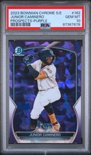 JUNIOR CAMINERO 2023 BOWMAN CHROME SAPPHIRE EDITION PROSPECTS PURPLE /25 PSA 10