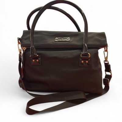 Kate Spade New York Black Nylon Carmen Shoulder Crossbody Foldover Satchel Bag