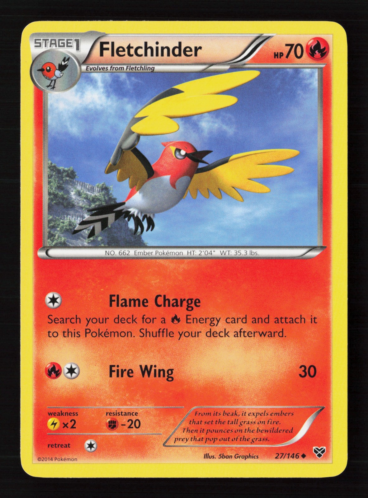 Fletchinder 27/146 Pokemon TCG XY Base Set LP