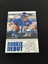 ELI MANNING ROOKIE DEBUT UPPER DECK NEW YORK GIANTS 2005 NRMT FOOTBALL CARD. rookie card picture