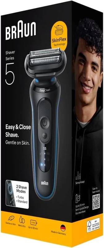 Rasoio Elettrico Ricaricabile per Barba Uomo Braun Series 5 Wet&Dry con Turbo, fotografia 8 di 8