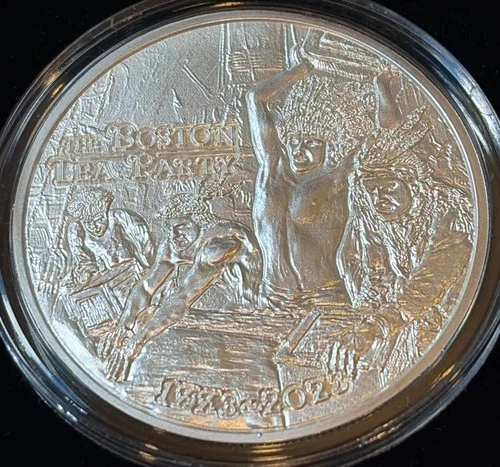 Native American Mint The Boston Tea Party 1 Oz .999 Fine Silver Coin L.E. 1000