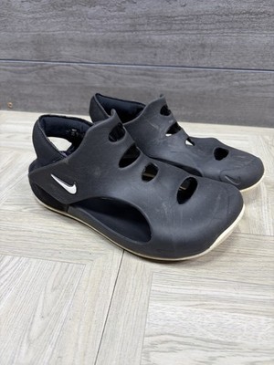 Nike Unisex  DH9462-001 Black Sunray Protect 3 Rubber Snap Sz 3 Y YOUTH Sandals